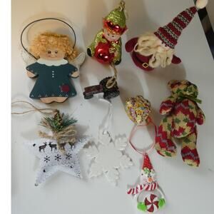 Christmas Tree Vintage Ornament Lot of 9 Country Rustic Variety